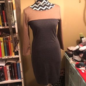 Gray and brown dress